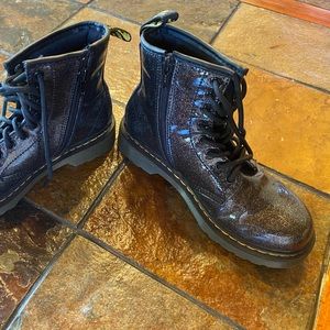 Kids Dr Martens black sparkle combat boots size 2. Barely worn.
